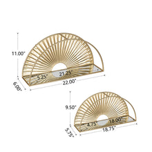 Load image into Gallery viewer, Set of 2 Regency Modern Gold Fan Shaped Wall Shelf With Mirror Base