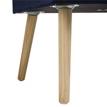 Load image into Gallery viewer, 19.70"L Navy Blue Velvet Upholstered Storage Stool with Natural Solid Rubberwood Legs