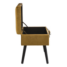 Load image into Gallery viewer, 19.70"L Glod Velvet Upholstered Storage Stool with Black Solid Rubberwood Legs