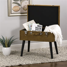 Load image into Gallery viewer, 19.70"L Glod Velvet Upholstered Storage Stool with Black Solid Rubberwood Legs