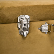 Load image into Gallery viewer, 19.70"L Glod Velvet Upholstered Storage Stool with Black Solid Rubberwood Legs