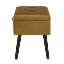 Load image into Gallery viewer, 19.70"L Glod Velvet Upholstered Storage Stool with Black Solid Rubberwood Legs