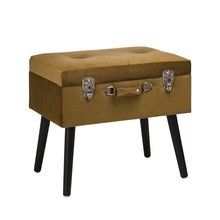 Load image into Gallery viewer, 19.70"L Glod Velvet Upholstered Storage Stool with Black Solid Rubberwood Legs