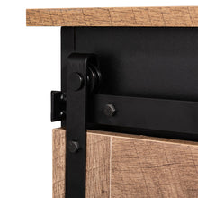 Load image into Gallery viewer, 32.30"H Modern Industrial Black Wine Cabinet with Natural Top and Sliding Door