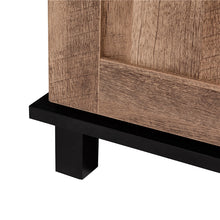 Load image into Gallery viewer, 32.30"H Modern Industrial Black Wine Cabinet with Natural Top and Sliding Door