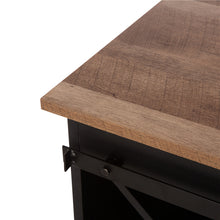 Load image into Gallery viewer, 32.30"H Modern Industrial Black Wine Cabinet with Natural Top and Sliding Door