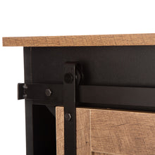 Load image into Gallery viewer, 32.30"H Modern Industrial Black Wine Cabinet with Natural Top and Sliding Door