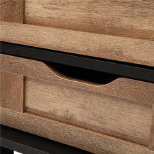 Load image into Gallery viewer, 32.30"H Modern Industrial Black Wine Cabinet with Natural Top and Sliding Door