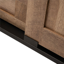 Load image into Gallery viewer, 32.30"H Modern Industrial Black Wine Cabinet with Natural Top and Sliding Door