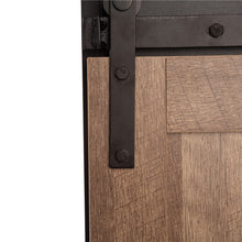 Load image into Gallery viewer, 47.20"L Modern Industrial Black Storage Cabinet with Natural Top and Sliding Doors