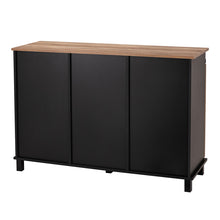 Load image into Gallery viewer, 47.20"L Modern Industrial Black Storage Cabinet with Natural Top and Sliding Doors