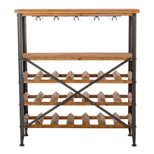 Load image into Gallery viewer, 21 Bottle Floor Wooden Wine Rack with Metal Frame