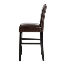 Load image into Gallery viewer, 45"H Coffee Bonded Leather High-Back Barchair with Studded Decor, Set of 2