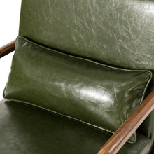 Load image into Gallery viewer, 30.00"H Mid-century Modern Hunter Green PU Leather Accent Armchair with Walnut Rubberwood Frame