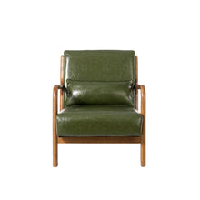 Load image into Gallery viewer, 30.00"H Mid-century Modern Hunter Green PU Leather Accent Armchair with Walnut Rubberwood Frame