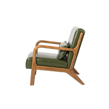 Load image into Gallery viewer, 30.00"H Mid-century Modern Hunter Green PU Leather Accent Armchair with Walnut Rubberwood Frame