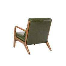 Load image into Gallery viewer, 30.00"H Mid-century Modern Hunter Green PU Leather Accent Armchair with Walnut Rubberwood Frame