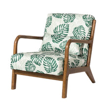 Load image into Gallery viewer, Mid-century Modern Patterned Fabric Accent Armchair with Walnut Rubberwood Frame