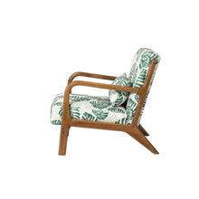 Load image into Gallery viewer, Mid-century Modern Patterned Fabric Accent Armchair with Walnut Rubberwood Frame