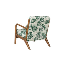 Load image into Gallery viewer, Mid-century Modern Patterned Fabric Accent Armchair with Walnut Rubberwood Frame