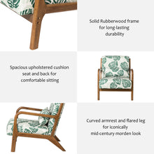 Load image into Gallery viewer, Mid-century Modern Patterned Fabric Accent Armchair with Walnut Rubberwood Frame
