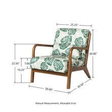 Load image into Gallery viewer, Mid-century Modern Patterned Fabric Accent Armchair with Walnut Rubberwood Frame