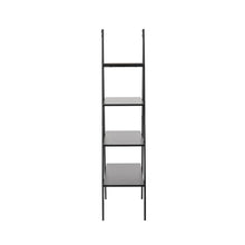 Load image into Gallery viewer, 64.5"H Modern Industrial Black Oak Melamine 4-Tier Leaning Bookcases & Ladder Shelves