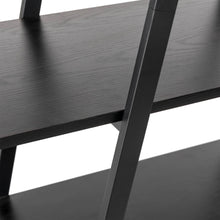 Load image into Gallery viewer, 64.5"H Modern Industrial Black Oak Melamine 4-Tier Leaning Bookcases & Ladder Shelves