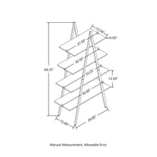 Load image into Gallery viewer, 64.5"H Modern Industrial Black Oak Melamine 4-Tier Leaning Bookcases & Ladder Shelves