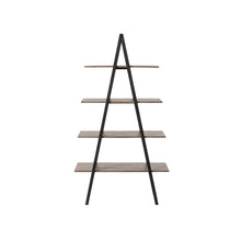 Load image into Gallery viewer, 64.5"H Modern Industrial Rustic Oak Melamine 4-Tier Leaning Bookcases & Ladder Shelves