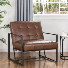 Load image into Gallery viewer, 29.25"H Brown PU Leather Tufted Accent Chair