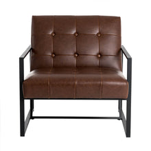 Load image into Gallery viewer, 29.25"H Brown PU Leather Tufted Accent Chair