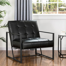 Load image into Gallery viewer, 29.25"H Black PU Leather Tufted Accent Chair