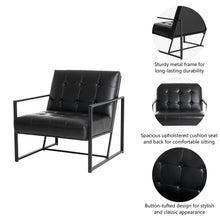 Load image into Gallery viewer, 29.25"H Black PU Leather Tufted Accent Chair