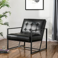 Load image into Gallery viewer, 29.25"H Black PU Leather Tufted Accent Chair