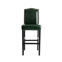Load image into Gallery viewer, 45"H Hunter Green PU Leather Upholstered Bar Chair with Studded Decor, Set of 2