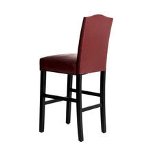 Load image into Gallery viewer, 45"H Burgundy PU Leather Upholstered Bar Chair with Studded Decor, Set of 2