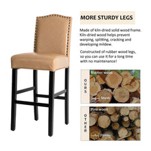 Load image into Gallery viewer, 45"H Beige PU Leather Upholstered Bar Chair with Studded Decor, Set of 2
