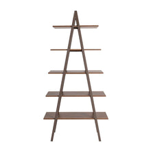 Load image into Gallery viewer, 72"H Modern Industrial Brown Wood/Metal 5-Tier "A" Frame Bookcases & Shelves