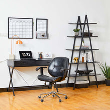 Load image into Gallery viewer, 72"H Modern Industrial Black Wood/Metal 5-Tier "A" Frame Bookcases & Shelves