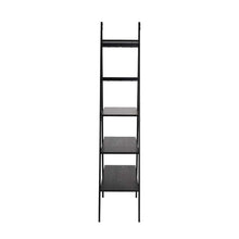 Load image into Gallery viewer, 72"H Modern Industrial Black Wood/Metal 5-Tier "A" Frame Bookcases & Shelves