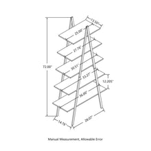Load image into Gallery viewer, 72"H Modern Industrial Black Wood/Metal 5-Tier "A" Frame Bookcases & Shelves