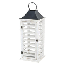 Load image into Gallery viewer, Wash White Farmhouse Wooden Shutter Lanterns, Set of 2