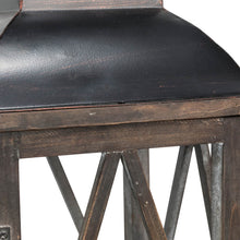 Load image into Gallery viewer, Black Farmhouse Wooden Lanterns With Diamond Window Frame, Set of 2