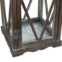 Load image into Gallery viewer, Black Farmhouse Wooden Lanterns With Diamond Window Frame, Set of 2