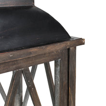 Load image into Gallery viewer, Black Farmhouse Wooden Lanterns With Diamond Window Frame, Set of 2