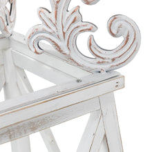 Load image into Gallery viewer, Wash White European Farmhouse Wooden Lanterns With 3D Metal Lace Top, Set of 2