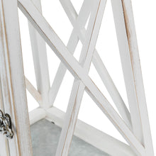 Load image into Gallery viewer, Wash White European Farmhouse Wooden Lanterns With 3D Metal Lace Top, Set of 2
