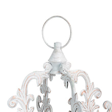Load image into Gallery viewer, Wash White European Farmhouse Wooden Lanterns With 3D Metal Lace Top, Set of 2