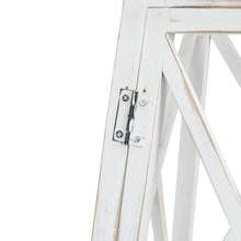 Load image into Gallery viewer, Wash White European Farmhouse Wooden Lanterns With 3D Metal Lace Top, Set of 2